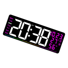 Moderne LED digitale wekker met tijddatumalarm en-roze rood
