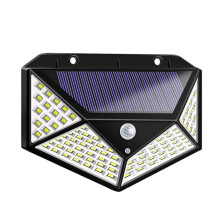 Outdoor Solar Lights 2 Pack 100 LED Solar Wall Lamp, PIR Motion Sensor, Waterproof, Garden Street Light Black