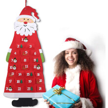 Calendário do Advento de Natal, Ambiente Festivo com Contagem Regressiva Reutilizável para Presentes, Árvore de Natal Decorativa de Feltro para