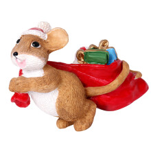 Charm Mouse Figurine Satues Christmas-Mouse carrying a gif
