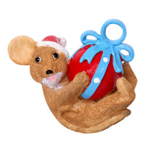 Figurine mignonne de résine de Noël de-Souris tenant un ballon