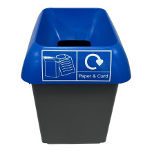 30 Litre Recycling Bin With Blue Lid & Paper Sticker Included