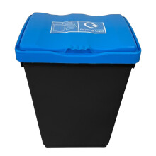 50 Litre Recycling Bin with Blue Swing Lid & Paper and Card Sticker Included