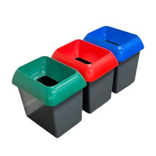 (Yellow/Blue/Green) Set of 3, 30 Litre Recycling Bin with Lid & Stickers Included