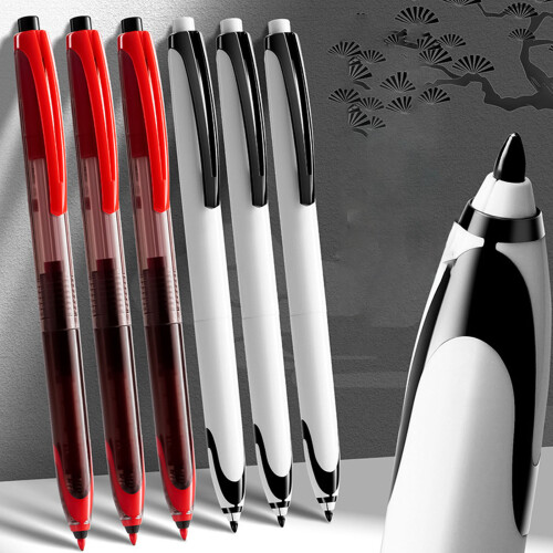 6 Stück geräuschloser Tintenroller, Instants-4 schwarz2 rot 2