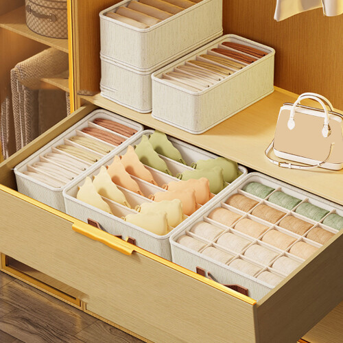 Bedroom Cotton Linen Underwear Organizer Storage-Small 7 grids 2