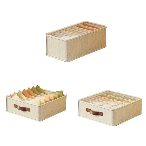 Bedroom Cotton Linen Underwear Organizer Storage-Small 7 grids 1