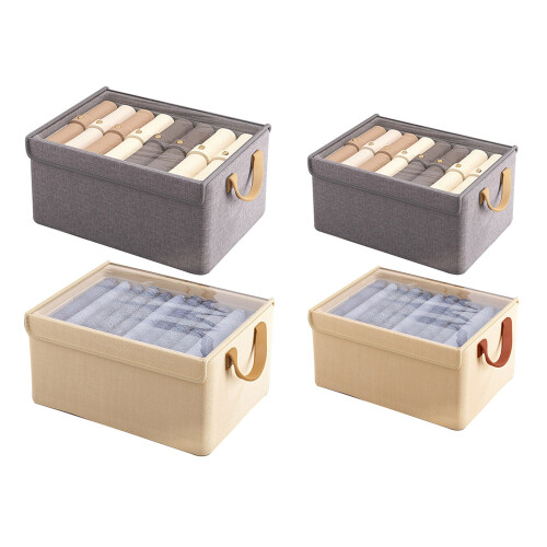 Space Efficient Fabric Storage Container-L Size Beige Color 1