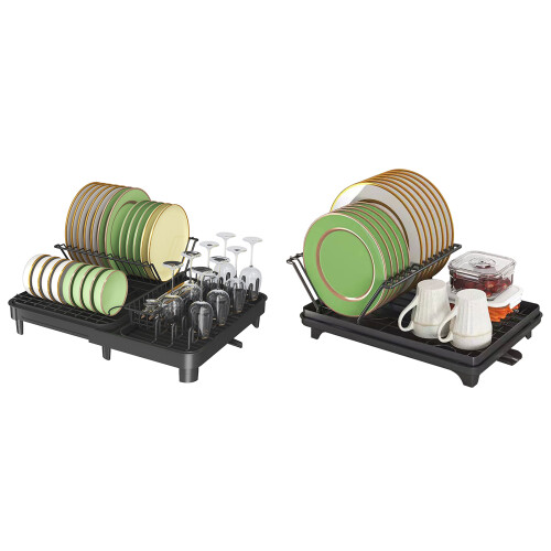 Kitchen Counter Dish Drying Rack with Cutlery-Black Small 1