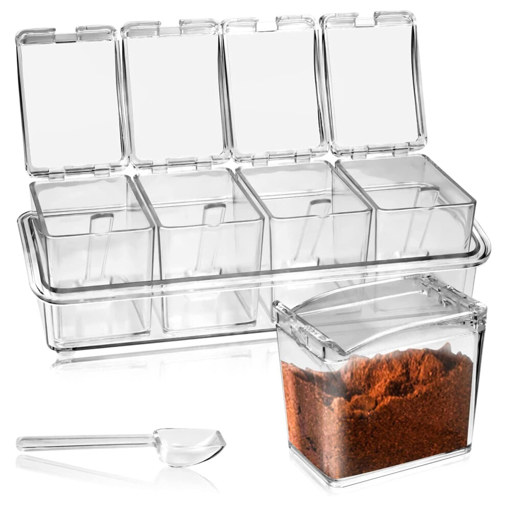 Versatile Clear Spice Containers, Seasoning Box Set For Salt, Sugar, Pepper, High-Quality Material Ensures Durability, Exquisite Details Such As Flip- 9155353294055