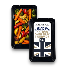 35cm Vitreous Enamel Baking Trays – Oblong – Pack of 2 – Great British Bakeware