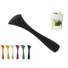 Cocktail Plastic Drinks Muddler Chabrias Ltd, 21 cm Long (Ergonomic Ribbed, Black)