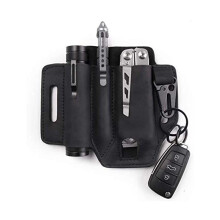 Leatherman's Companion: Holdbar multiværktøjsskede i 100% læder, bælteorganisator, EDC-udstyrstaske. Sort, ridsefast, let at restaurere, matcher