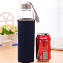 Glazen waterfles met brede opening, milieuvriendelijke, draagbare drinkfles, lekvrije roestvrijstalen dop, herbruikbaar, 530 ml (18 oz) voor fitness,