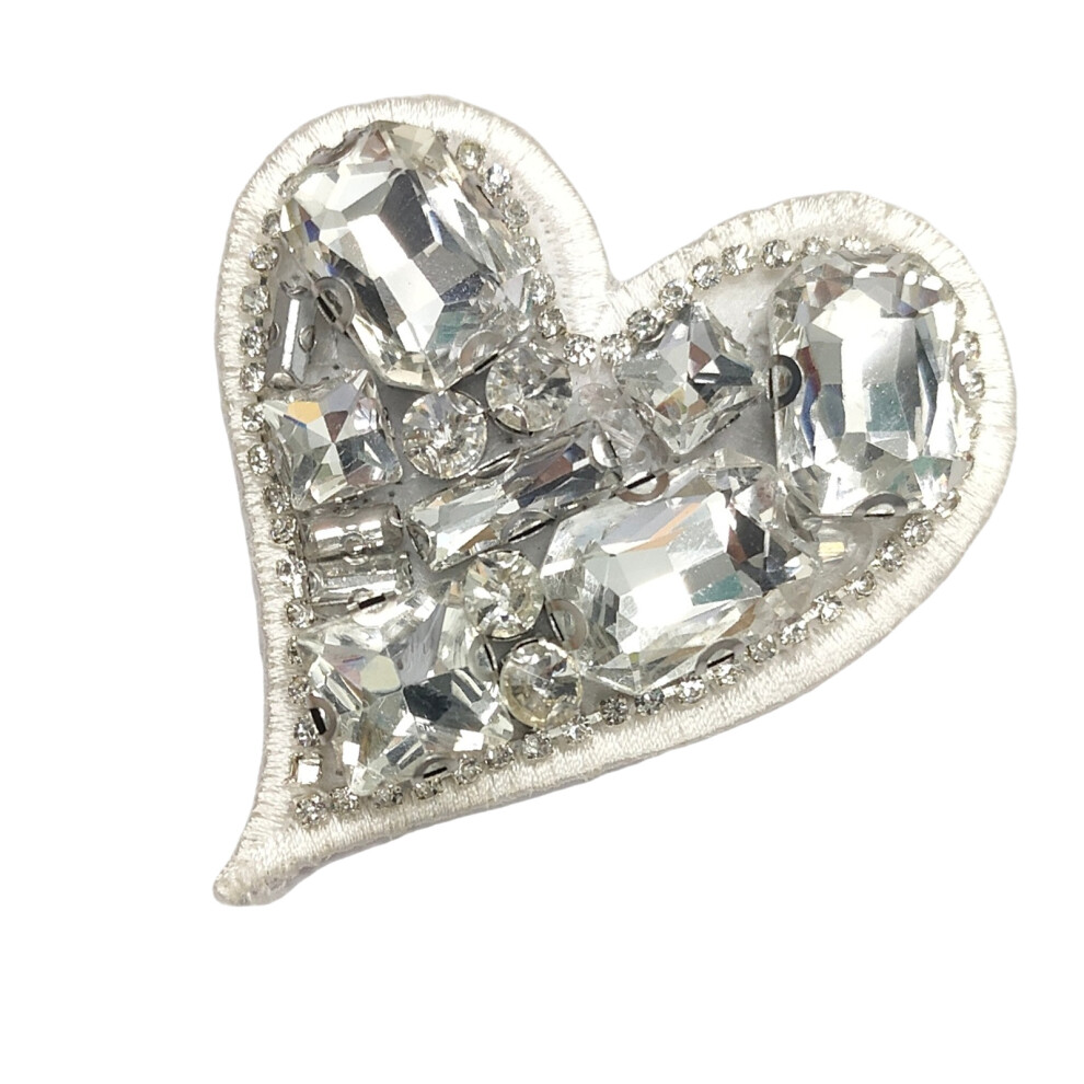 Sew On Heart Patches Applique Iron On-White Embroidered Edges 7754000756643