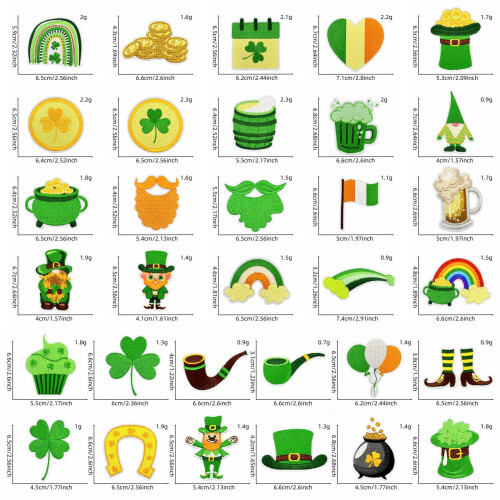 32Pcs Patrick's Day Iron on Patches Embroidery Applique 2