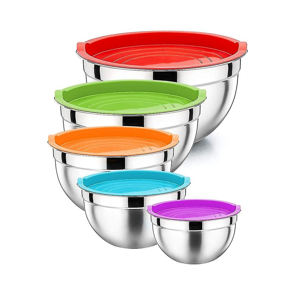 Mixing Bowl With Lid, Deep Nesting Design Stainless Steel Nesting Mixing Bowl With Non-Toxic Material And Dishwasher Safe Airtight Lids - Perfect For 9155353343180