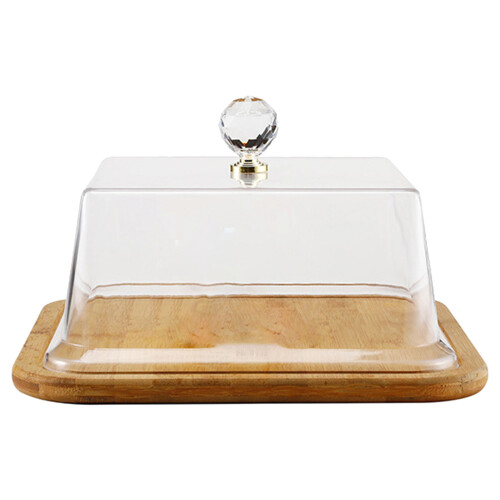 Cake Platter Modern Square Cake Stand With Clear Lid For-4218M