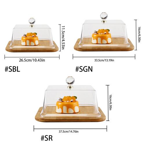 Cake Platter Modern Square Cake Stand With Clear Lid For-4218M 1