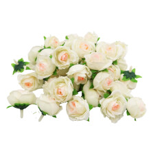 200Pcs Small Artificial Rose Head 1.18Inch-Pink heart white edg