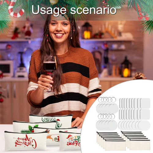 144 Pieces Sublimation Makeup Bags and Rectangle Circle Coasters 2