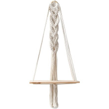 Preppy babykamerdecoratie met geweven wandtapijt en zwevende planken van touw voor een bohemian-geïnspireerde ruimte, voeg een vleugje