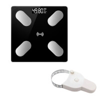 Analizador de composición corporal con báscula digital para baño, báscula inteligente de IMC con función de puesta a cero automática,