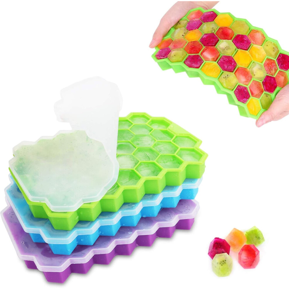 Silicone Ice Cube Trays, Great Flexibility And Food Grade Material Ensure Safe And Easy Ice Cube Removal, Hexagon Trays Design For Efficient Freezing, 9155353378557