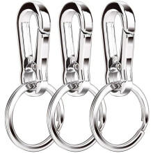 Mosquetón metálico para llaves, llavero de diseño creativo para bolso, mini llavero EDC de acero inoxidable plateado, 3 unidades.