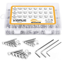 Stainless Steel 304 Hex Socket Screw Kit for Electronics and Machinery, 1080PCS (Smooth Surface, Anti-corrosion)