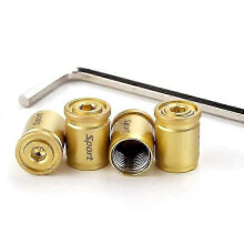 (Gold, Style A) 4pcs Sport Style Motorcycle Car Tire Valve Stem Cover Caps Replace Brass Wheel Valve Caps