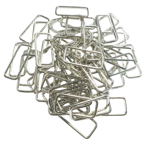 100Pcs Rectangle Rings Metal Webbing Rings Buckles-Silver 38mm
