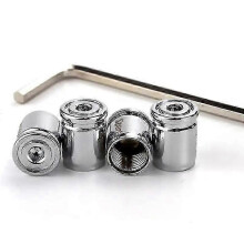 (Silver, Style D) 4pcs Sport Style Motorcycle Car Tire Valve Stem Cover Caps Replace Brass Wheel Valve Caps