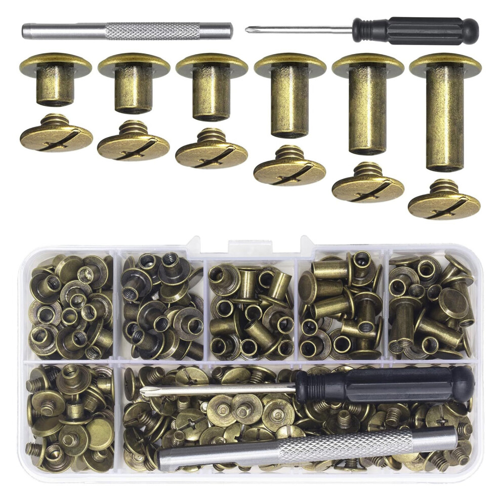Metal Screws Rivets Book Binding Rivets For Leather- Bronze 7696000654409
