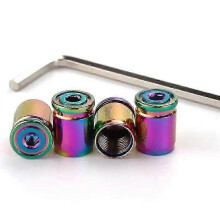 (Multicolor, Style C) 4pcs Sport Style Motorcycle Car Tire Valve Stem Cover Caps Replace Brass Wheel Valve Caps