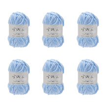 6Rolls of 100g Per Roll Soft Crochet Yarn for-light blue 07