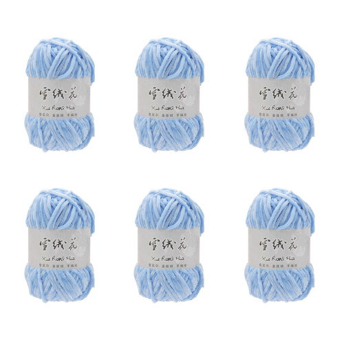 6Rolls of 100g Per Roll Soft Crochet Yarn for-light blue 07