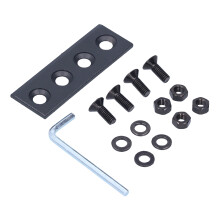 Conector para porta de celeiro deslizante, suporta fixação com 4 furos, fácil conexão de dois trilhos, acompanha ferragens de montagem, ferragens