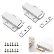 Säkert låsande magnetiskt trycklås, ABS-isoleringsmaterial, enkla installationslås för köksskåp, perfekt för äldre dörrar (2-pack)