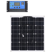 Kit di pannelli solari monocristallini da 50 W, facile da usare, sicuro e di lunga durata, ideale per sistemi off-grid, campeggio e gite in spiaggia.