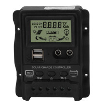Rialtóir Muirir Gréine MPPT Cliste le Taispeántas LCD Córas Bainistíochta Ceallraí Aschuir Dúbailte USB, Gearrchiorcad Róvoltais agus Ceangal