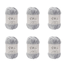 6Roll Cotton Crochet Yarn 100g/3.5oz Per Roll-light gray 10