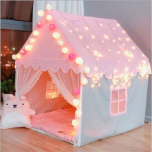 Prinsessenspeeltent voor peuters en kleuters, kinderspeeltent met gewatteerde mat, gaasramen en een groot kasteelinterieur, speelhuis voor binnen en