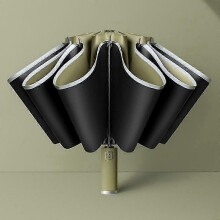 (Khaki, Multicolor) Reflective Automatic Umbrella Sun-proof Rainproof Dual-use Folding Reverse Type Umbrella Large UV Pr