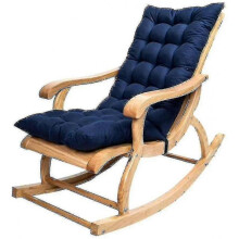 Long Folding Recliner Rocking Chair Cotton Cushion Plush Cushion Bamboo Chair Cushion Wooden Folding