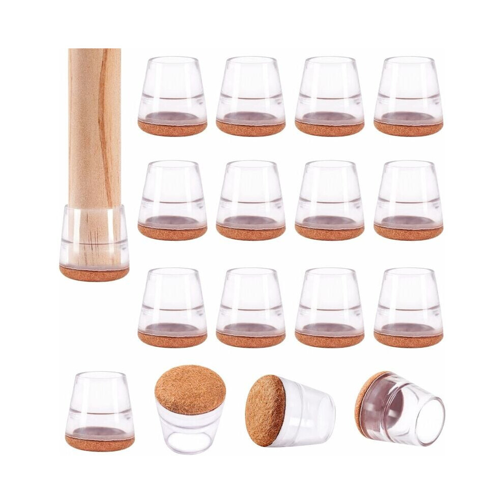 Chair Feet Covers 16 Pcs, Washable Design Silicone Floor Protectors With Thick Felt Bottom For Hardwood, Non-Slip And Quiet Furniture Sliders, Suitabl 9454554420745