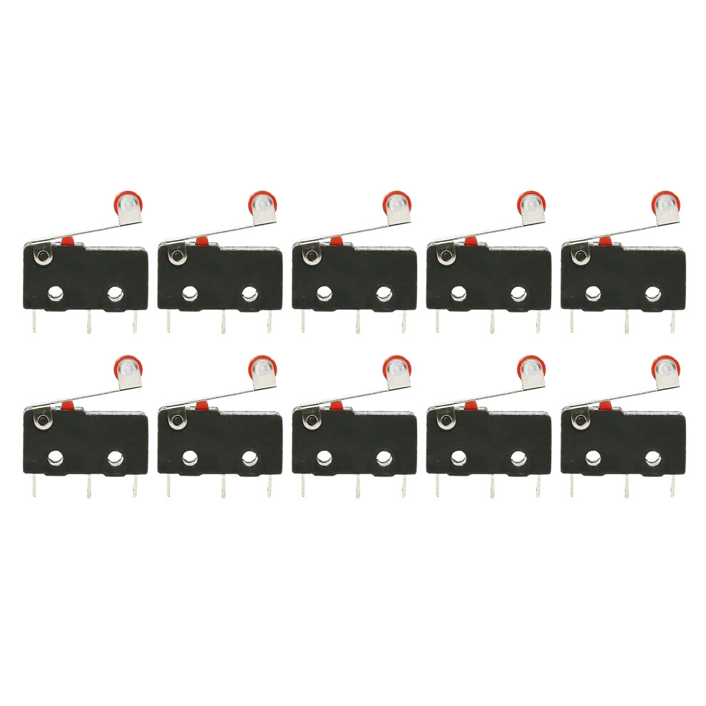 Micro Limit Switch, Spdt 3Pin 1No/1Nc Limit Switch, Momentary Snap-In Miniature Micro Switch With Roller Actuator, High Voltage Tolerance Electromecha 9454554422831