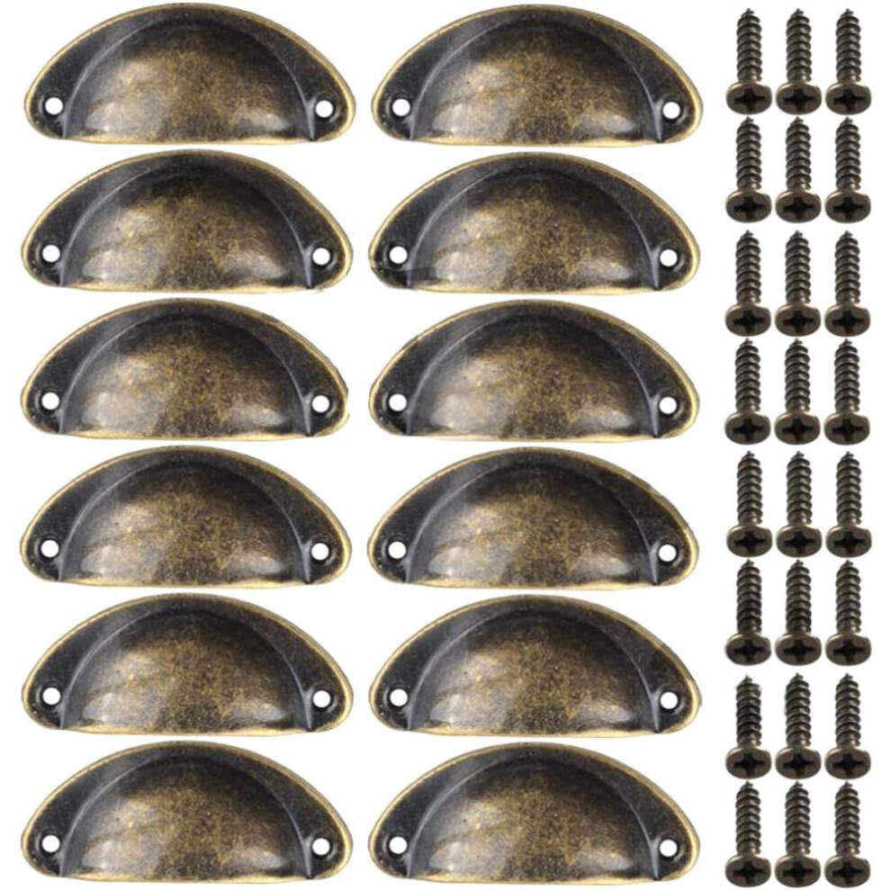 Antique Bronze Finish Cabinet Handle For Dresser, Durable Hard Iron With Smooth Edge Design, Exquisite Material For Wardrobe Refurbishment (12Pcs) 9454554441474