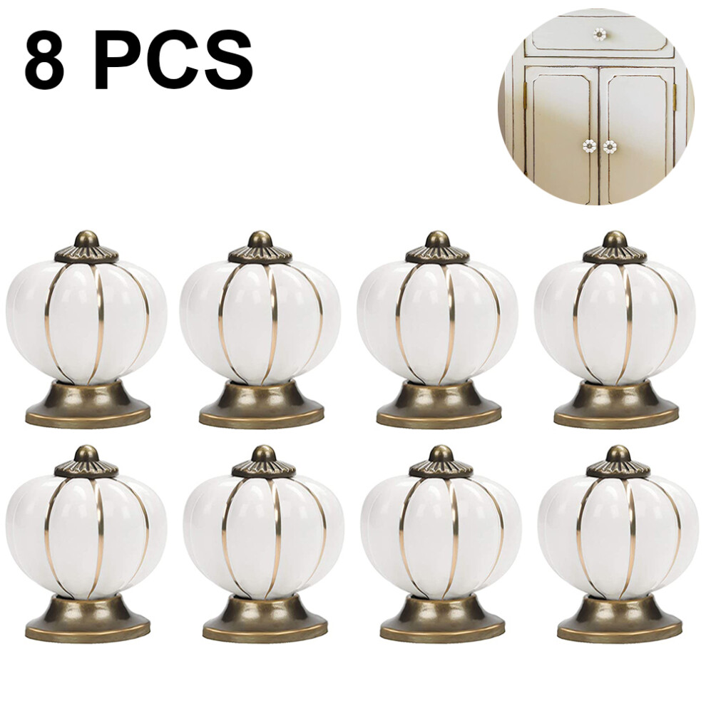 Glossy Smooth Surface Ceramic Cabinet Knobs, Unfading Color Pumpkin Drawer Handles For Wardrobe Pulls 9454554440682