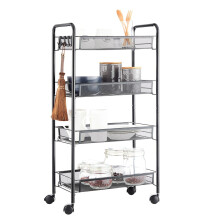 Carrello portaoggetti mobile con ruote bloccabili, carrello multiuso compatto con ruote e lati rialzati, ripiano organizer multiuso a 3 livelli per L